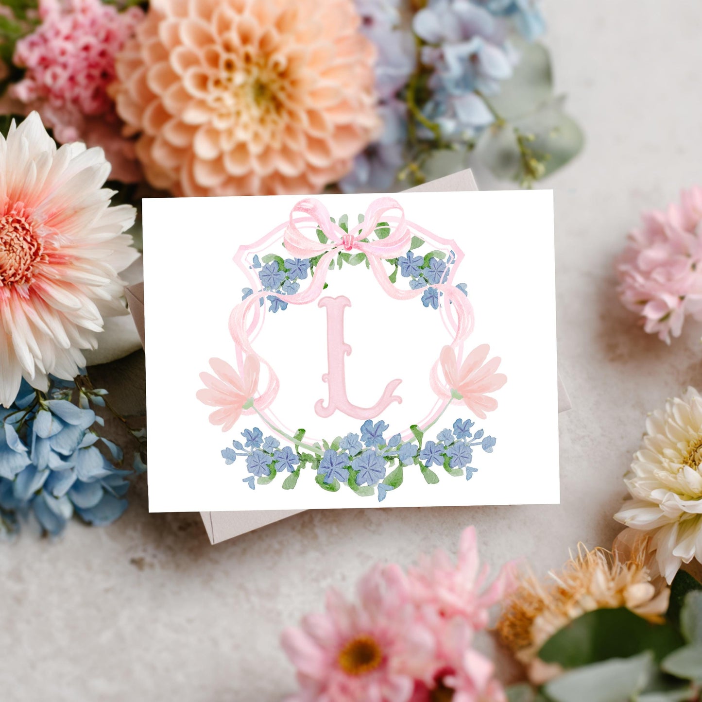 Monogram Thank You Card – Personalized Stationery Set Custom Initial by The Saltwater Press