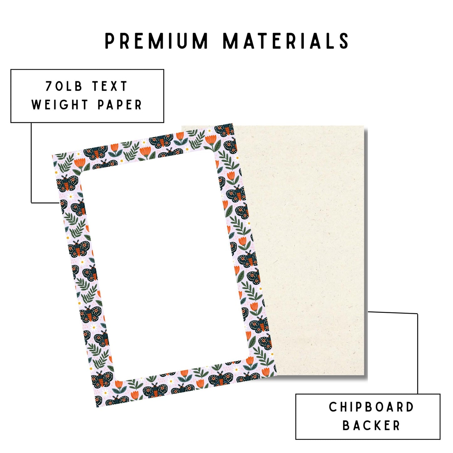 Moth Notepad – 50 Lined Pages Botanical Desk Stationery Academia by The Saltwater Press
