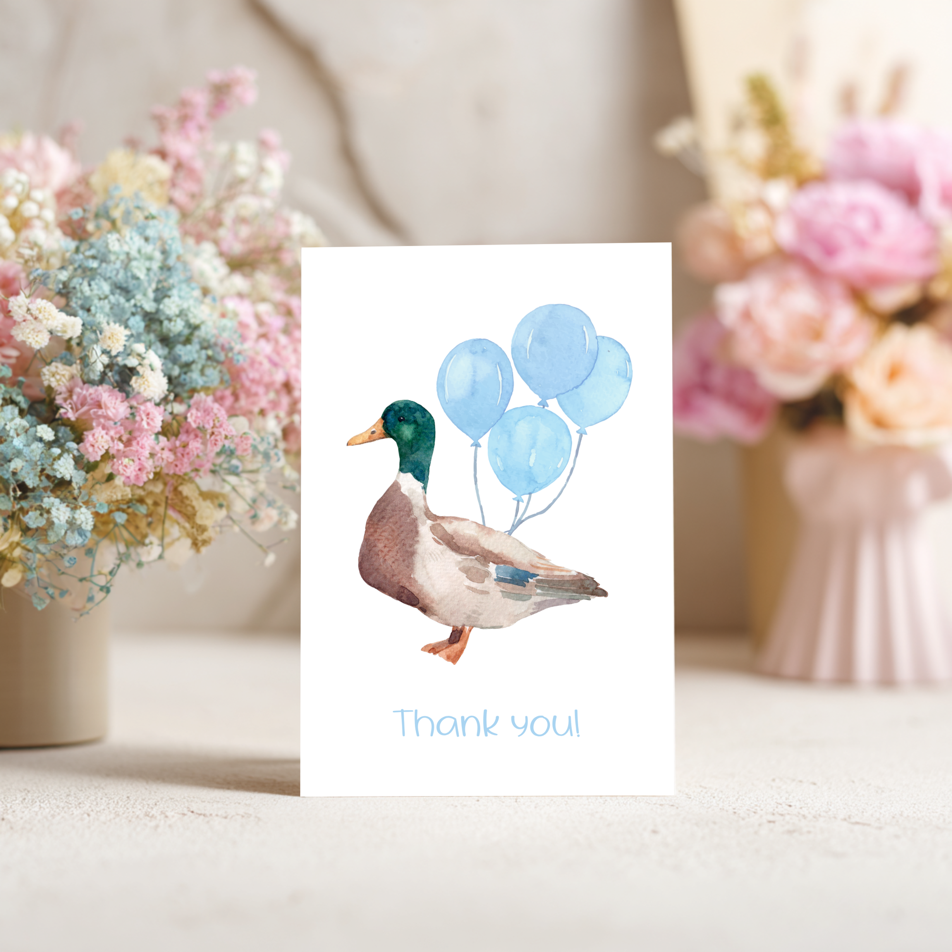 Mallard Thank You Card – Illustrated Watercolor Duck Mallard by The Saltwater Press