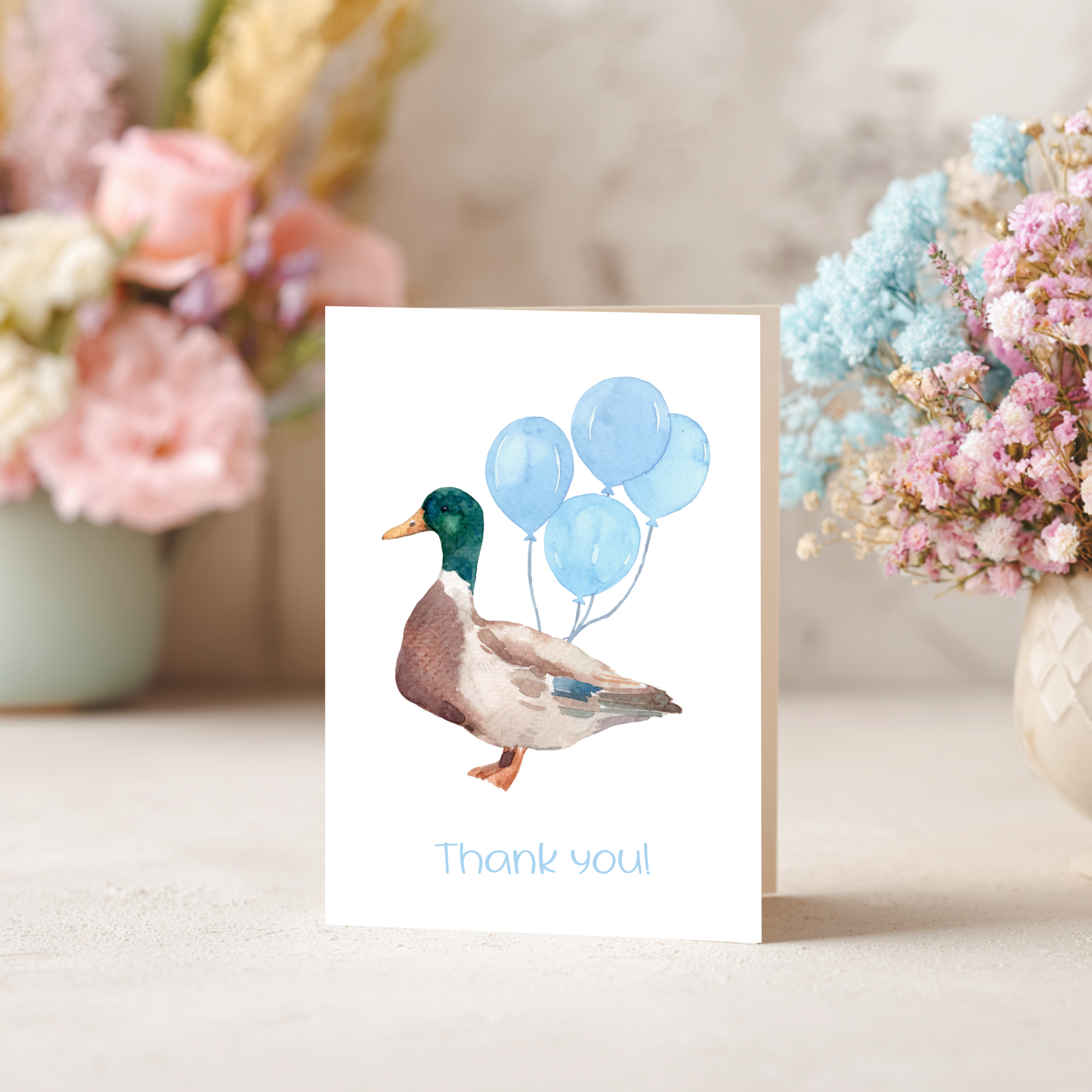 Mallard Thank You Card – Illustrated Watercolor Duck Mallard by The Saltwater Press