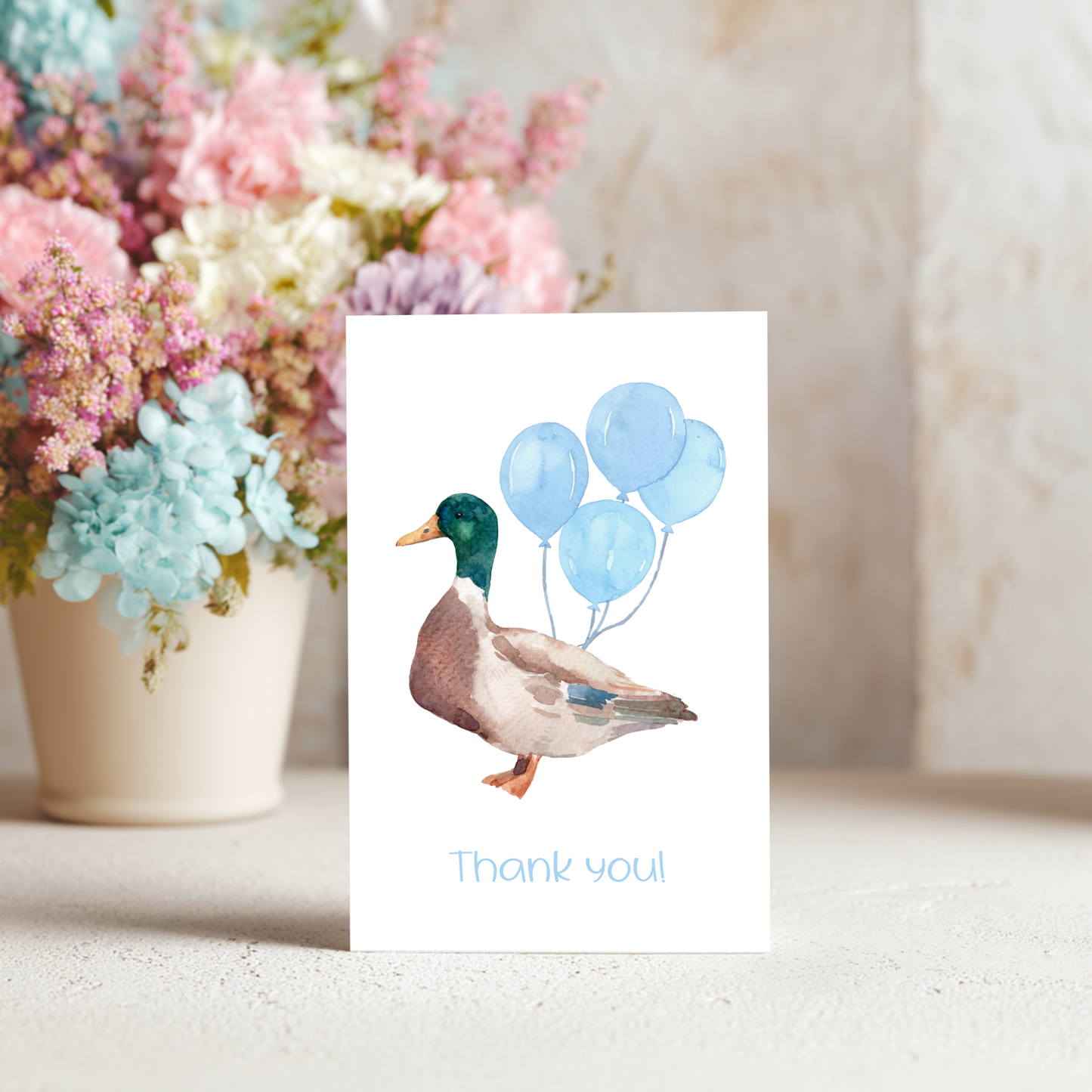 Mallard Thank You Card – Illustrated Watercolor Duck Mallard by The Saltwater Press