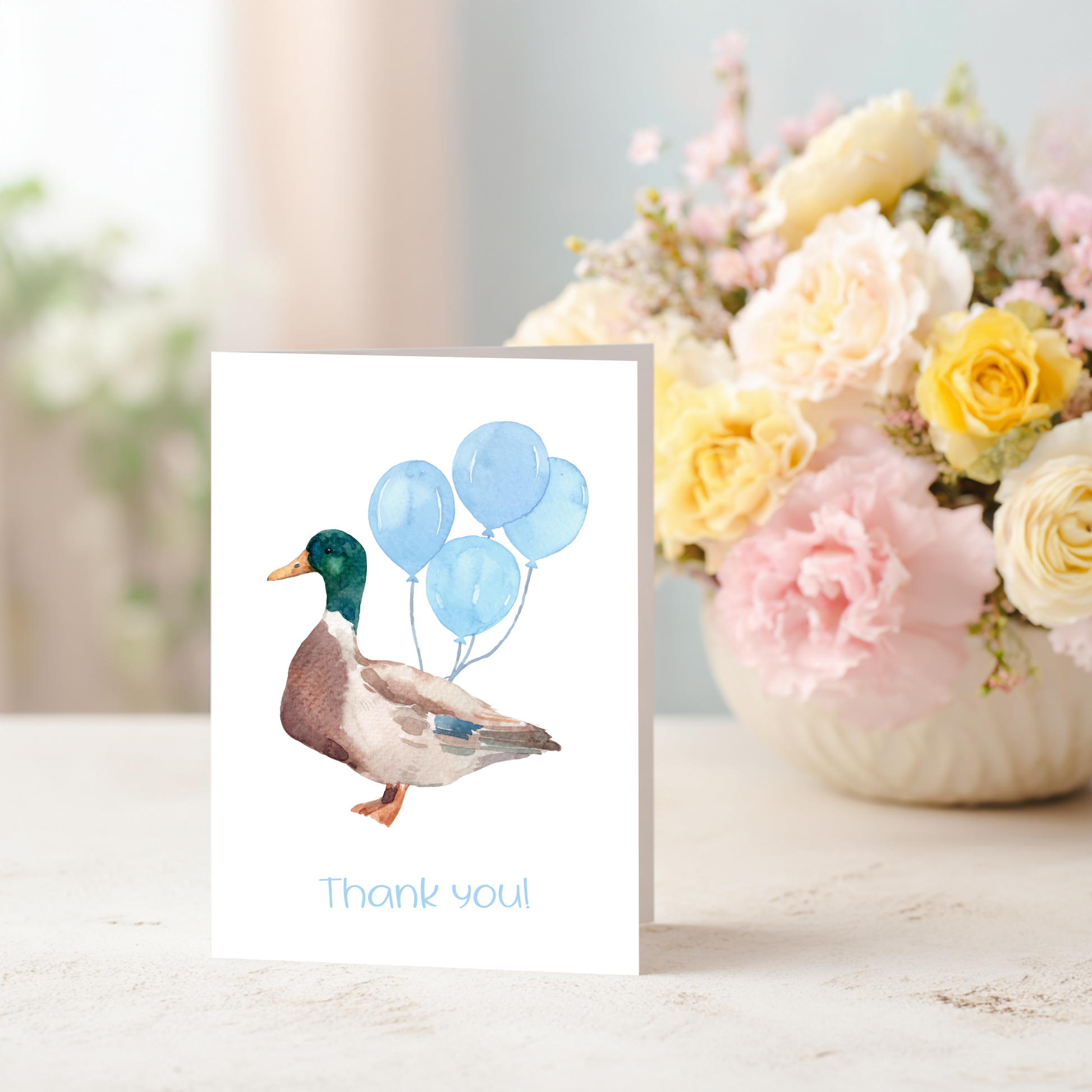 Mallard Thank You Card – Illustrated Watercolor Duck Mallard by The Saltwater Press