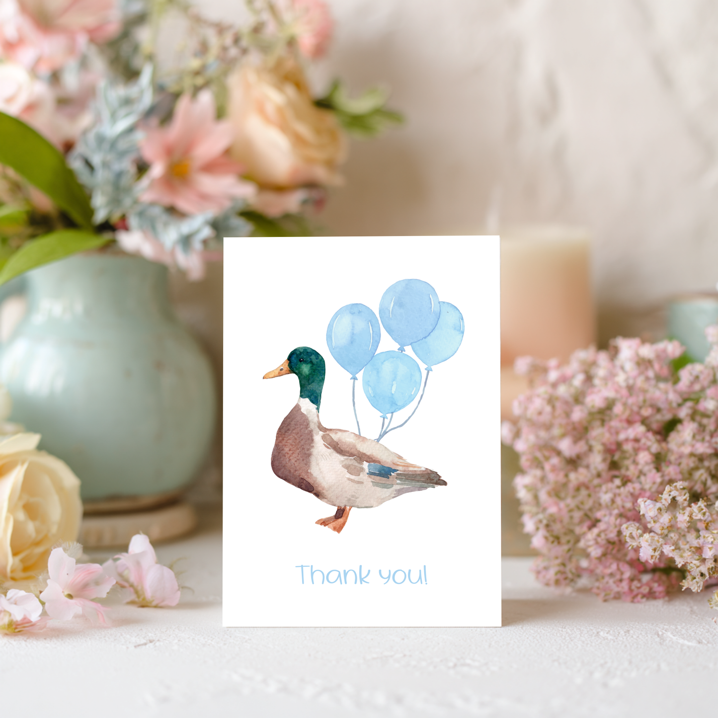 Mallard Thank You Card – Illustrated Watercolor Duck Mallard by The Saltwater Press