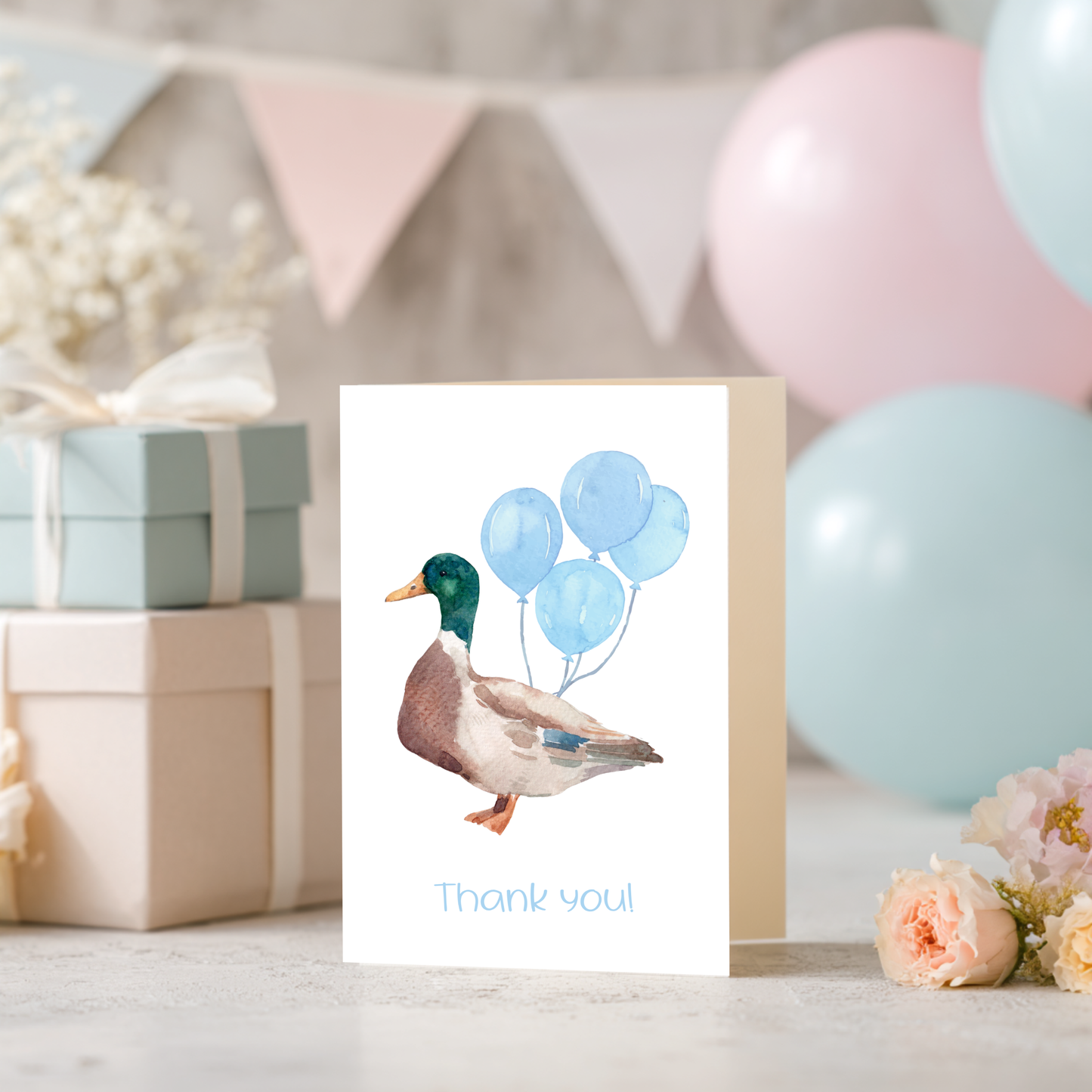 Mallard Thank You Card – Illustrated Watercolor Duck Mallard by The Saltwater Press
