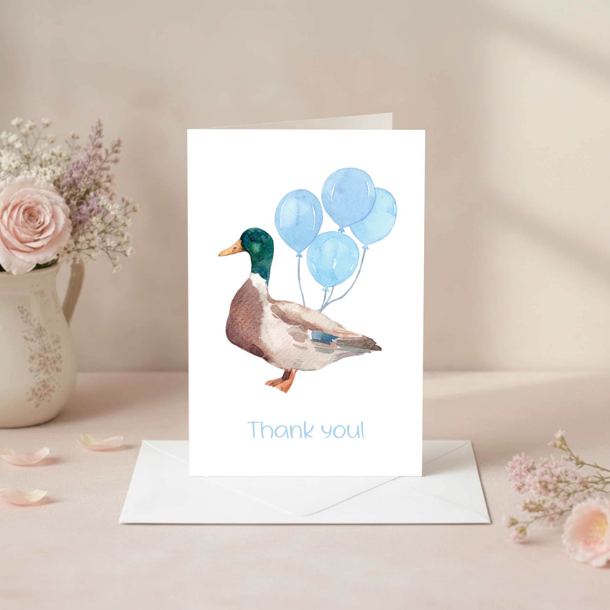 Mallard Thank You Card – Illustrated Watercolor Duck Mallard by The Saltwater Press