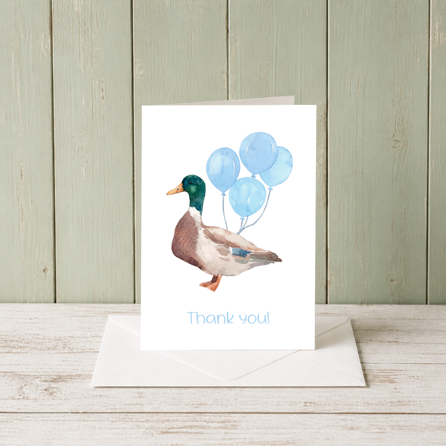 Mallard Thank You Card – Illustrated Watercolor Duck Mallard by The Saltwater Press