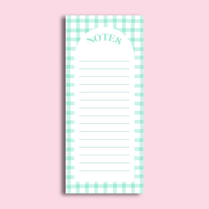 Mint Gingham Notepad by The Saltwater Press