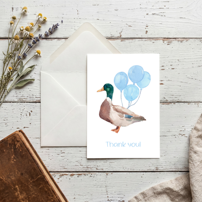 Mallard Thank You Card – Illustrated Watercolor Duck Mallard by The Saltwater Press