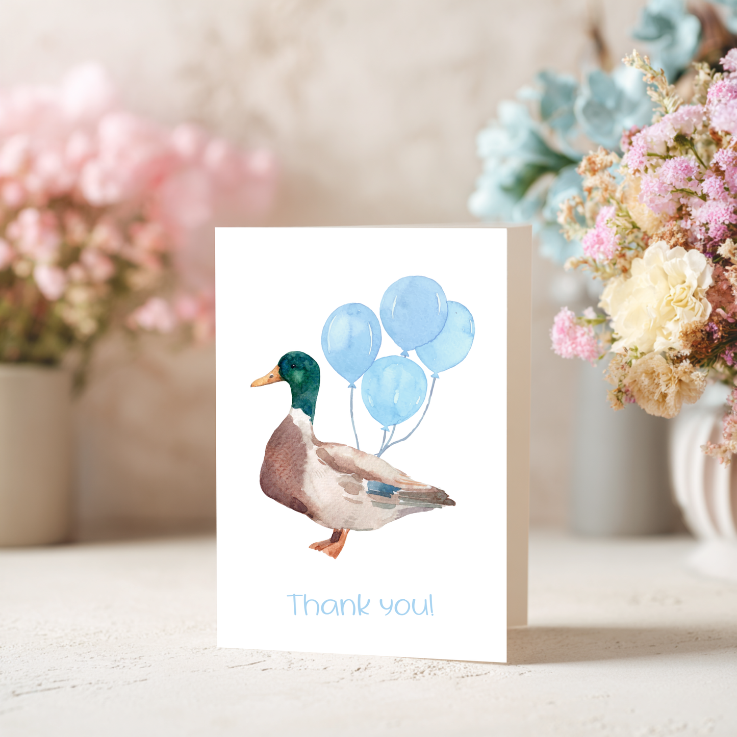 Mallard Thank You Card – Illustrated Watercolor Duck Mallard by The Saltwater Press