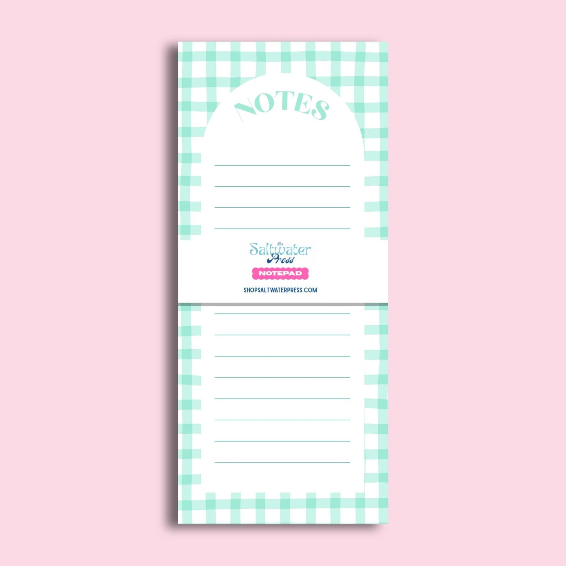 Mint Gingham Notepad by The Saltwater Press