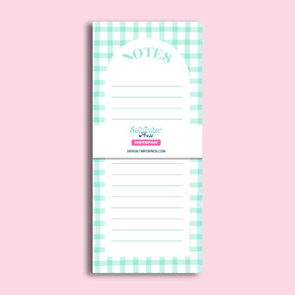 Mint Gingham Notepad by The Saltwater Press