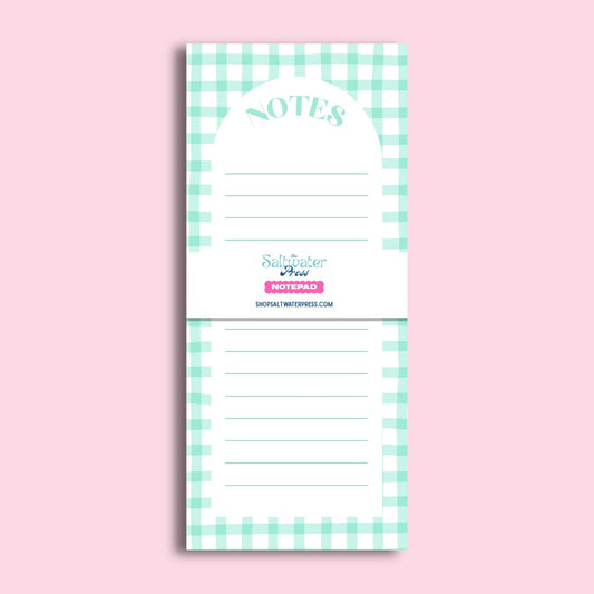Mint Gingham Notepad by The Saltwater Press