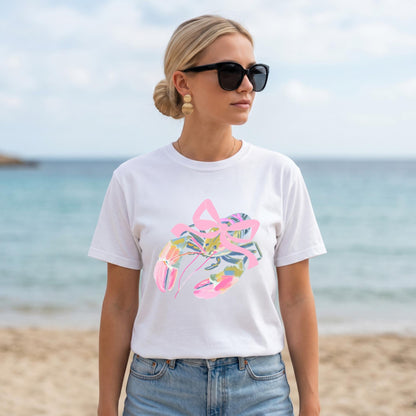 Lobster Shirt Toddler – Watercolor Beach Outfit with Pink Bow by The Saltwater Press