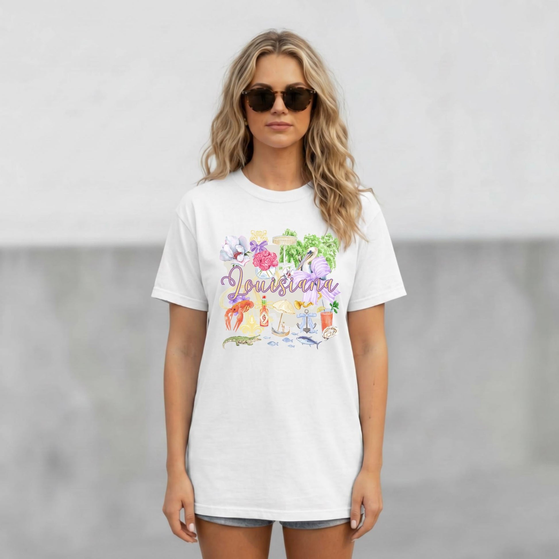 Louisiana Shirt – Vintage Graphic Tee with Crawfish & Pelican Design by The Saltwater Press