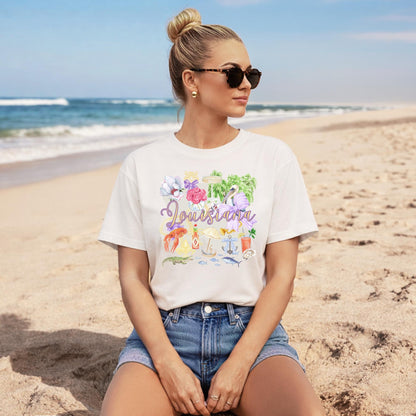 Louisiana Shirt – Vintage Graphic Tee with Crawfish & Pelican Design by The Saltwater Press
