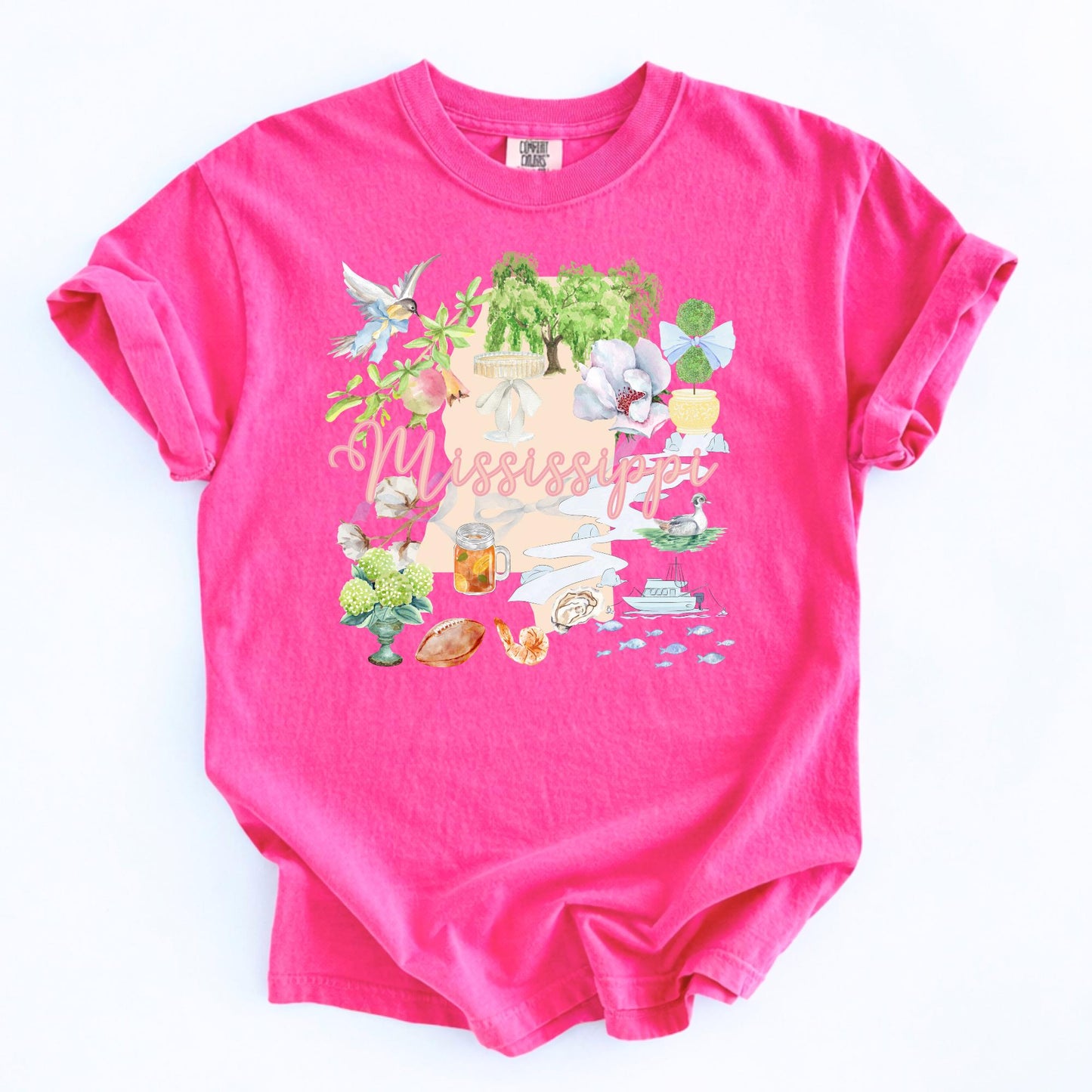 Mississippi Shirt – Watercolor Magnolia Flower Comfort Colors Tee by The Saltwater Press