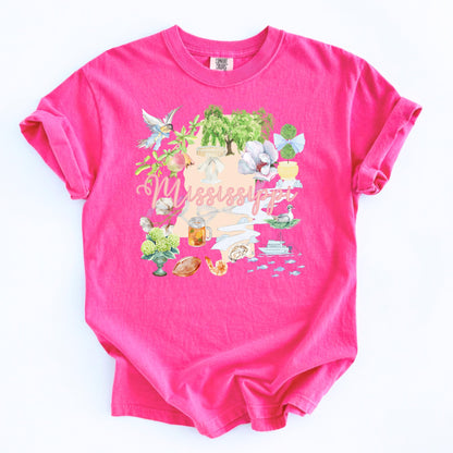 Mississippi Shirt – Watercolor Magnolia Flower Comfort Colors Tee by The Saltwater Press