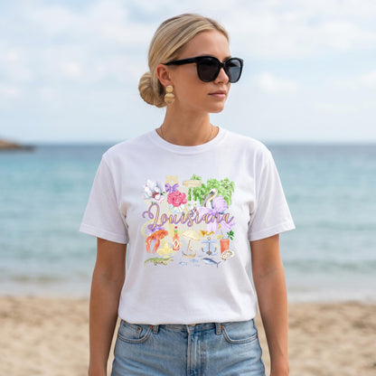 Louisiana Shirt – Vintage Graphic Tee with Crawfish & Pelican Design by The Saltwater Press