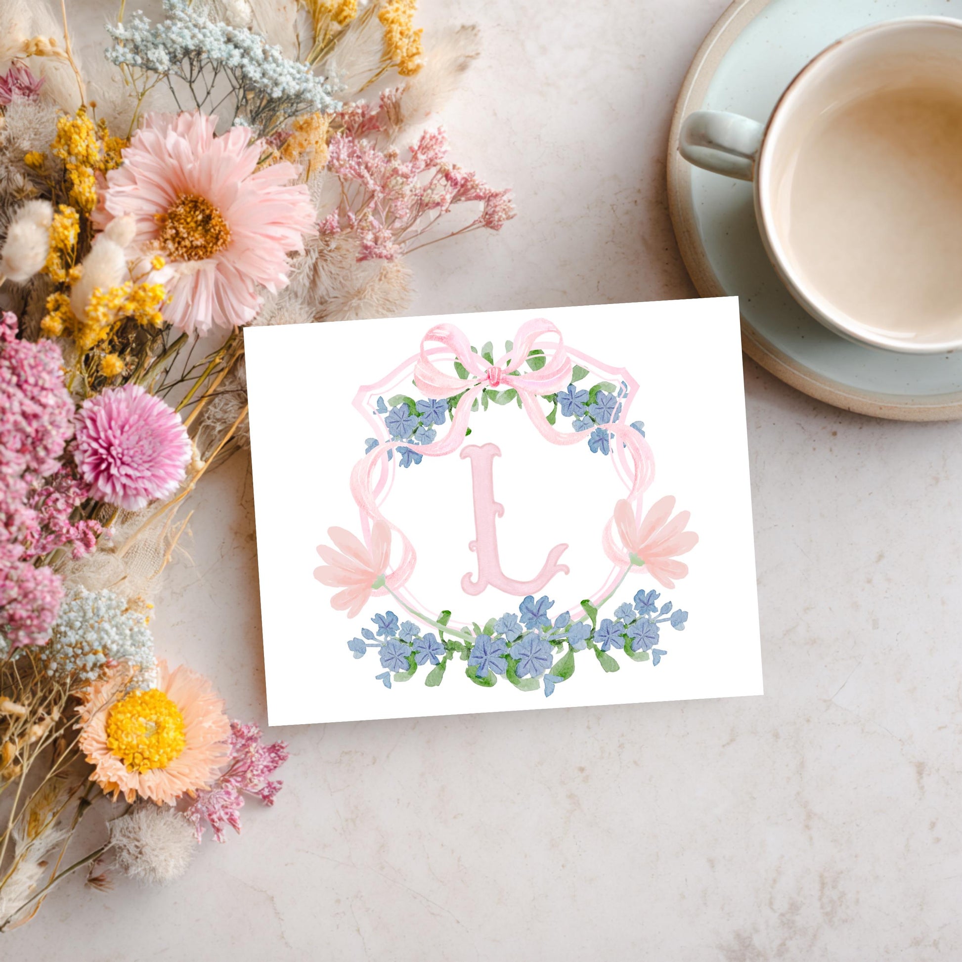 Monogram Thank You Card – Personalized Stationery Set Custom Initial by The Saltwater Press