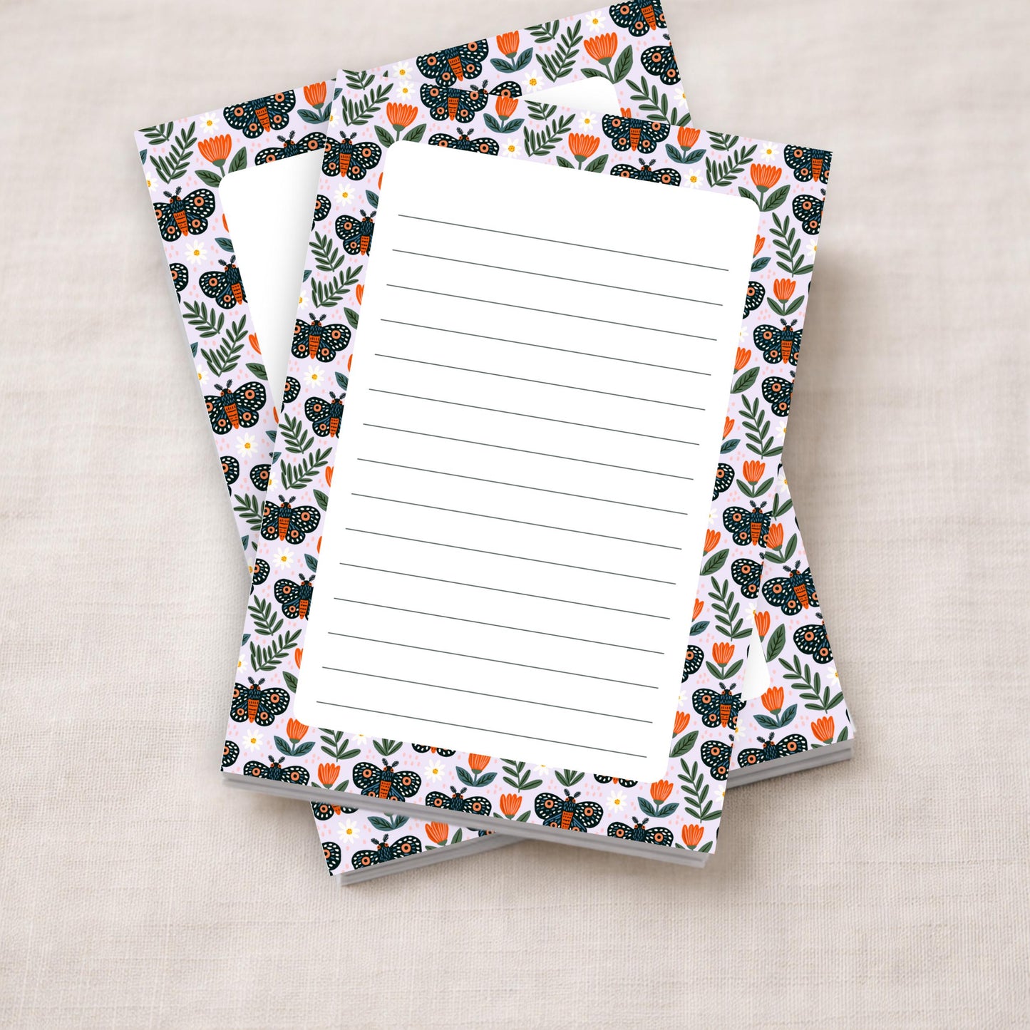 Moth Notepad – 50 Lined Pages Botanical Desk Stationery Academia by The Saltwater Press