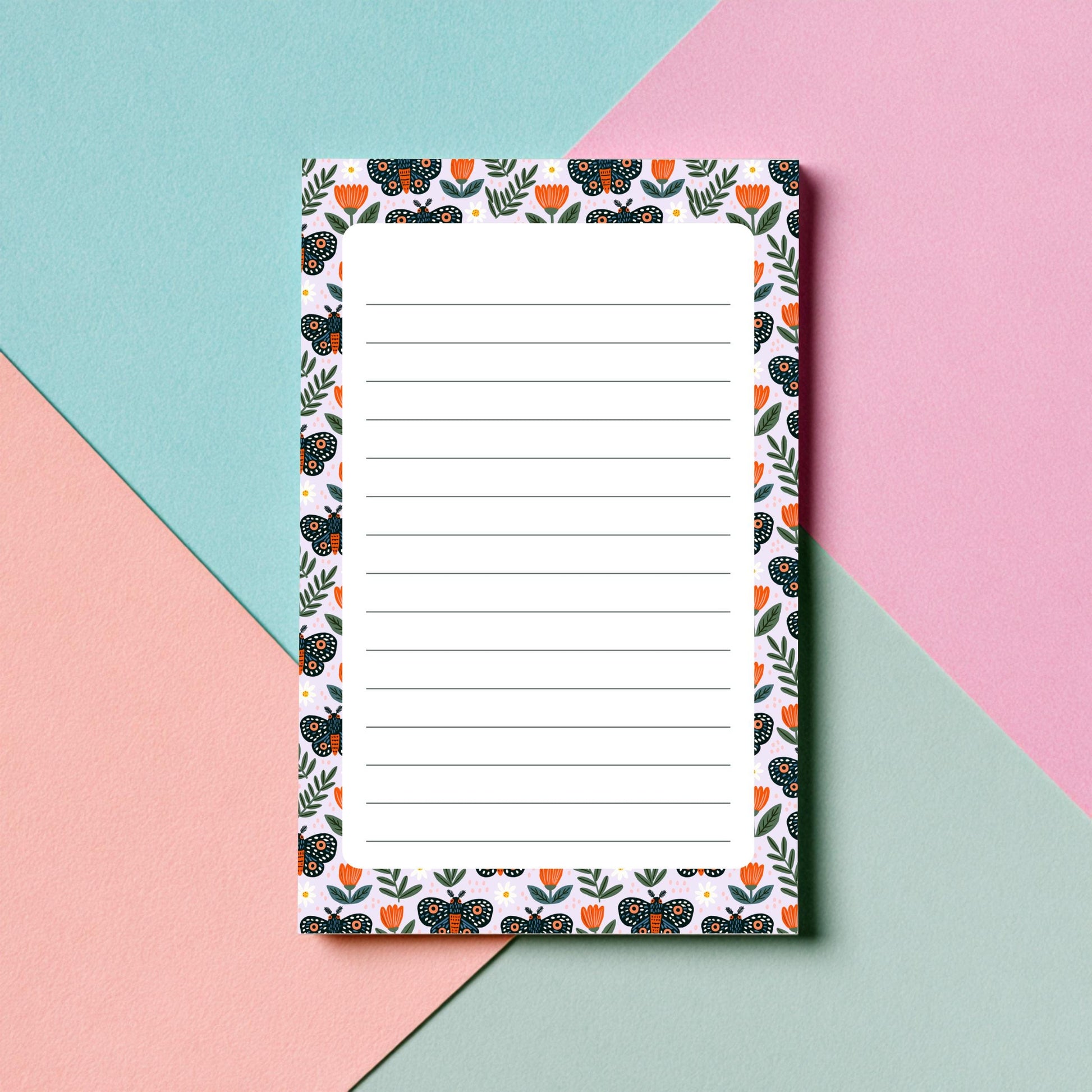 Moth Notepad – 50 Lined Pages Botanical Desk Stationery Academia by The Saltwater Press